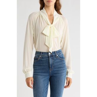 Wayf x Sara Walker Bow Georgette Blouse in Cream at Nordstrom Rack, Size X-Small