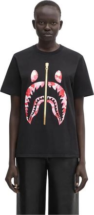 A Bathing Ape A Bathing Ape, Tops, Dames, Zwart, S, Katoen, ABC Camo Shark T-shirt