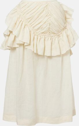 Dries Van Noten Falda midi de ramio con volantes