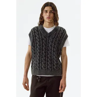 H&M Relaxed Fit Cotton Sweater Vest in Navy Blue at Nordstrom, Size Medium