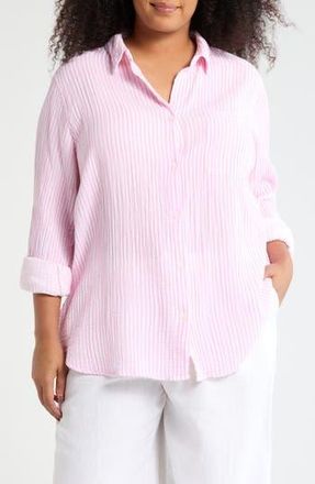 Beach Lunch Lounge Alena Cotton Button-Up Shirt in Pink Sunset at Nordstrom Rack, Size 1X