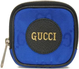 Gucci Blue Nylon Leather Coin Purse/Coin Case (Pre-Owned)