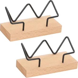 OEM Tarjetero De Madera Para Escritorio - 2 Piezas - Organizador Para Oficina, Hogar, Exposiciones - Color Madera Clara, Negro
