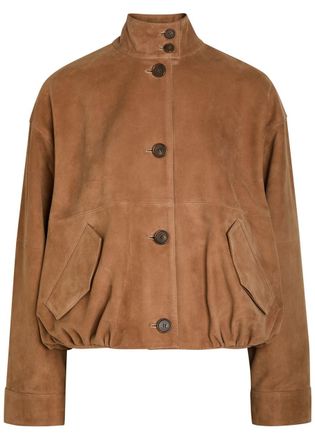 SIMKHAI Marley Suede Jacket - Camel - L (UK14 / L)
