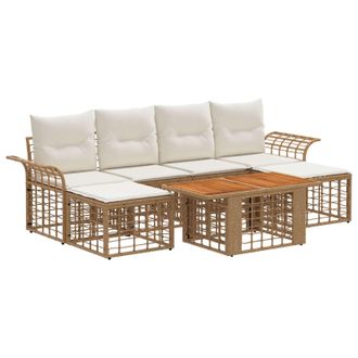 vidaXL Conjunto De Sof&aacute;s De Jard&iacute;n 7 Uds. Natural Y Crema Vidaxl