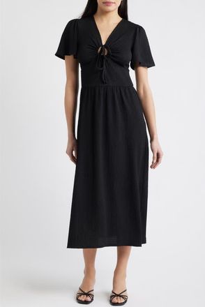 Loveappella Keyhole Midi Dress in Black at Nordstrom, Size X-Small