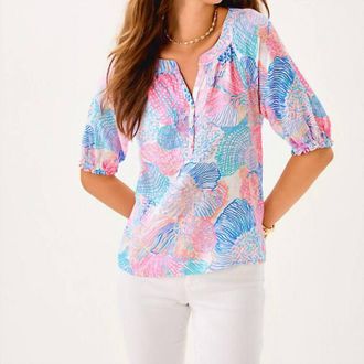 Lilly Pulitzer Womens Caprina Top In Multi Roar Of The Seas
