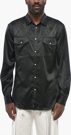 Dsquared2 Camicia RELAX DAN in Satin Abbellita da Borchie con Bottoni Gioiello Dsquared2