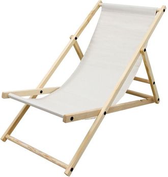ECD Germany Ecd Germany - Sedia Sdraio Pieghevole in Legno di Pino e Tessuto Oxford - fino a 120 kg - Colore Beige - Lettino Prendisole Spiaggia Balcone Giardino