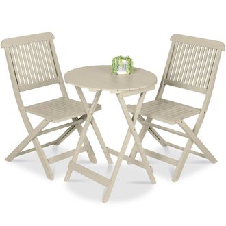 Best Choice Products 3-Piece Acacia Wood Bistro Set, Folding Patio Furniture w/ 2 Chairs, Table