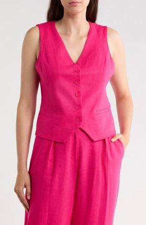 DKNY Linen Blend Vest in Hot Pink at Nordstrom Rack, Size Xx-Small