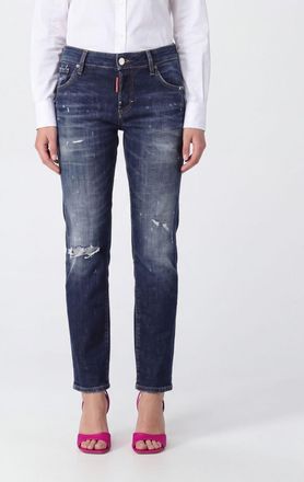 Dsquared2 Jeans skinny Jenna a vita media in denim blu navy con effetto distressed