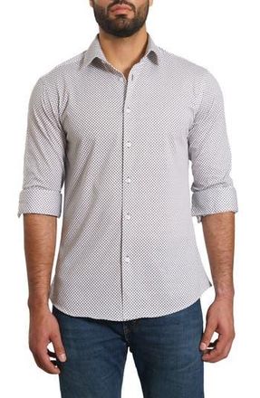 Jared Lang Trim Fit Print Button-Up Shirt in White Paisley at Nordstrom Rack, Size X-Large