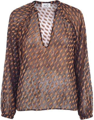 Ni&ugrave; Blouses - Dames - Blouses - Bruin - S - Overhemden
