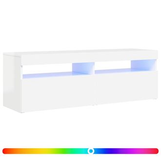 vidaXL Vidaxl - Mueble De Tv Con Luces Led Blanco Brillante 120x35x40 Cm