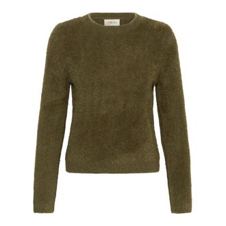 Cream Ronde hals gebreid - Dames - Truien - Groen - Maat: 2XL