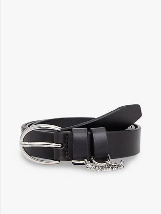 Tommy Hilfiger Logo Plaque Charm Leather Belt