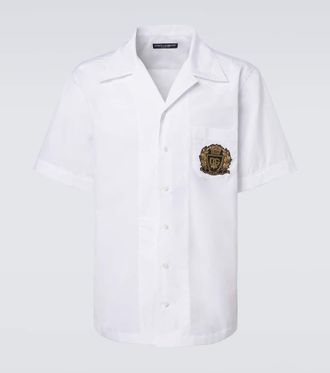 Dolce & Gabbana Camicia bowling in popeline di cotone con logo