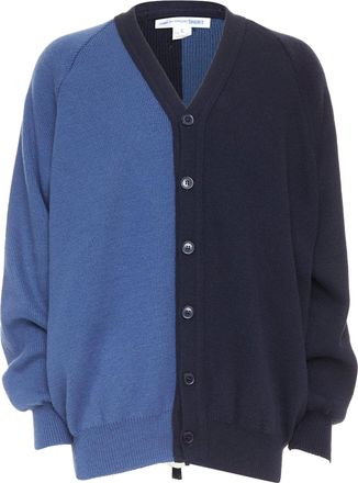 Comme Des Gar&ccedil;ons COMME DES GARCONS SHIRT navy blue two-tone button cardigan sweater XL