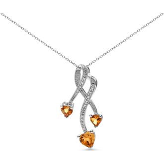 House of Brilliance Silver Citrine and Diamond Accent Spiral Drop Pendant Necklace in White at Nordstrom