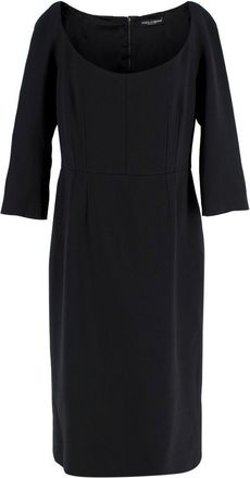 Dolce & Gabbana Black Cropped Sleeve Midi Dress Size XL