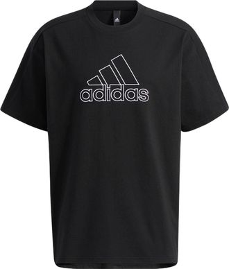 adidas Brand Logo Solid Color Stripe Breathable Short Sleeve Black HA3637