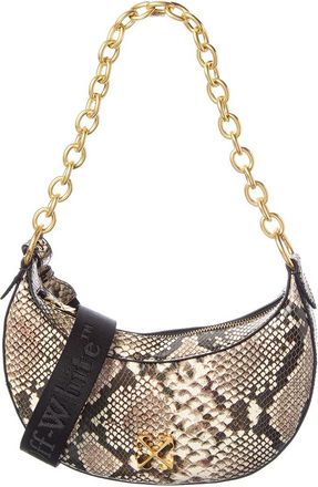 Off-white Hemisphere Snake-Embossed Leather Hobo Bag