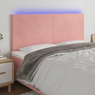 vidaXL Vidaxl Testiera A Led Rosa 160x5x118/128 Cm In Velluto