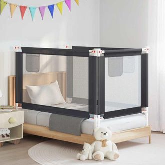 vidaXL Vidaxl - Sponda Letto Sicurezza Bambini Grigio Scuro 140x25 cm Tessuto