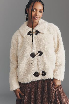 Eloquii Plus Curly Faux Fur Buckle Coat Jacket