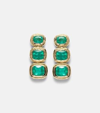 Octavia Elizabeth Summerland 18kt gold drop earrings with emeralds