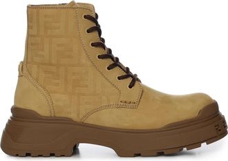Fendi Lace-up Boots - Heren - Veterlaarzen - Beige - 44 EU - Leer - Schoenen