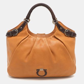 Ferragamo Gancini Tan Leather Hobo
