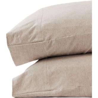 Pact Organic Favorite Tee Jersey Pillowcase 2-Pack in Wheat Heather at Nordstrom, Size Standard