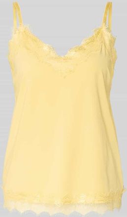 Freequent Regular Fit Top mit Spitzenbesatz Modell Bicco in Hellgelb, Gr&ouml;&szlig;e XL