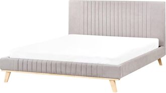Beliani Cama matrimonial de tejido gris 160x200