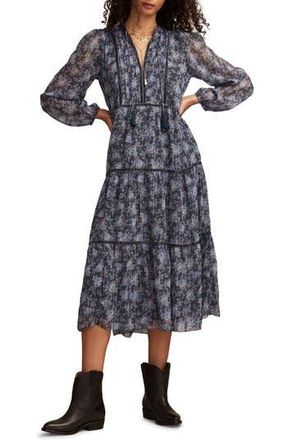 Lucky Brand Floral Print Long Sleeve Maxi Dress in Blue Floral at Nordstrom Rack, Size Xx-Large