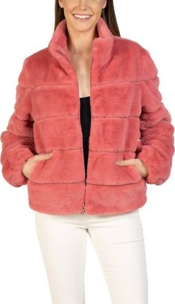 Love Token Alex Faux Fur Jacket In Coral