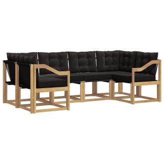 vidaXL Conjunto De Sof&aacute;s De Exterior Con Coj&iacute;n 6 Pcs Blanco Y Negro Vidaxl