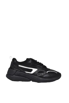 Diesel Black White Polyester Serendipity Sport Sneakers