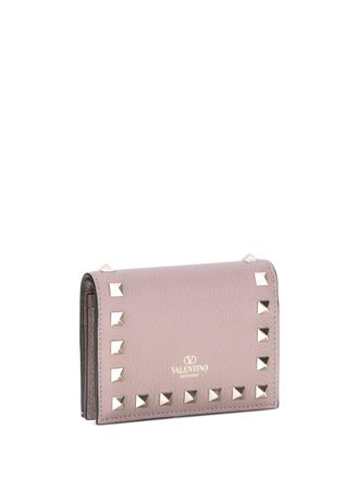 Valentino Garavani Womens Rockstud Wallet Poudre Calf Leather Bos Taurus