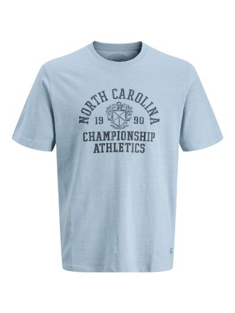 Jack & Jones T-Shirt JACK & JONES JPRBLULUKE SS TEE, Herren, Gr. XXL, ashley blau, Jersey, Obermaterial: 100% Baumwolle, bedruckt, regular fit normal, Rundhals, Sh