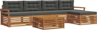 vidaXL Conjunto De Sof&aacute;s De Exterior 6 Uds. Natural Y Antracita Vidaxl
