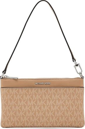 Michael Kors Jet Set Medium Top Zip Convertible Wristlet Wallet Womens Handbags Peanut, Leather