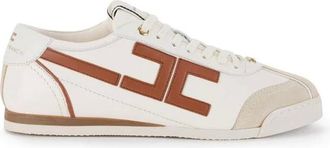 Elisabetta Franchi Schoenen, Dames, Veelkleurig, 37 EU, Leer, Leren sneakers met logo detail