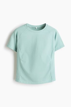 H&M Nahtloses Sport-T-Shirt mit DryMove in Slim Fit - Turquoise