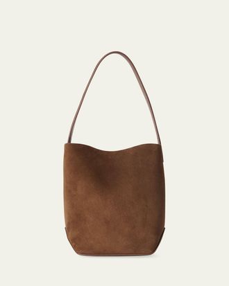 The Row Park Small North-South Tote Bag in Suede