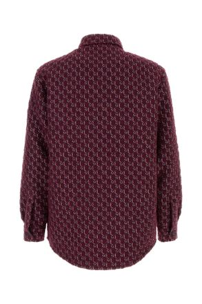 Gucci Mens Burgundy Boucl&atilde;&copy; Padded Shirt Burgundybluemc Camicie