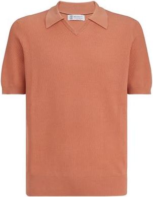 Brunello Cucinelli Cotton English rib knit polo in Apricot at Nordstrom, Size 52 It