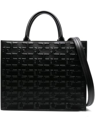 Elisabetta Franchi Borsa tote grande con monogramma - Nero